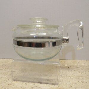 VTG Pyrex Flameware 6 Cup Glass Coffee/Tea Pot W/Lid No Cracks or Chips # 8446B